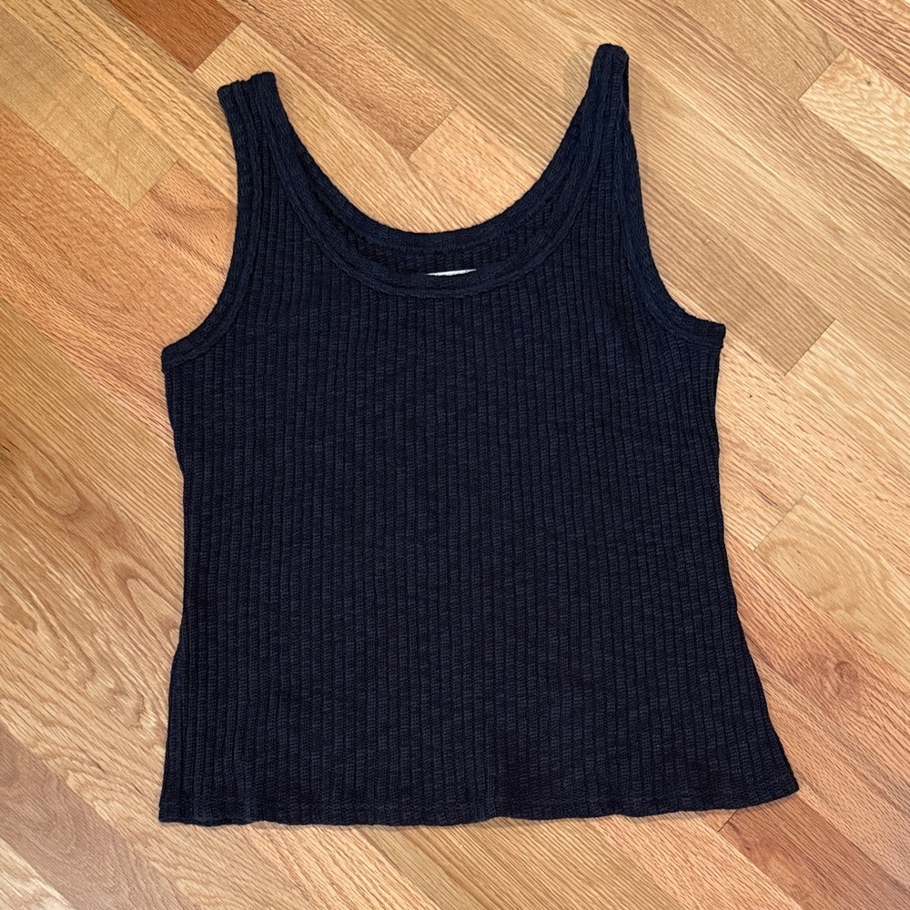 Everlane Cozy Rib Tank- Black, Size L